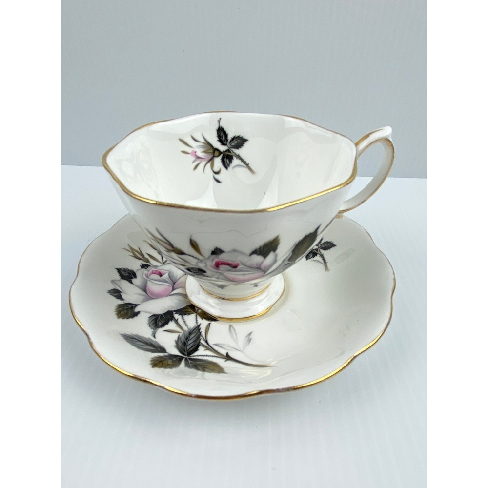 Vintage Royal Albert Queens Messenger Teacup Saucer Set Bone China England Rose